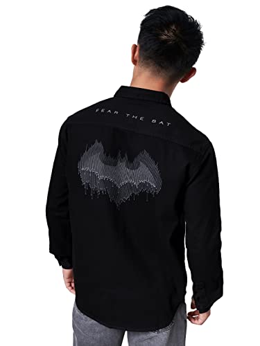 The Souled Store Men Official Batman: Fear The Bat Black Printed Shirts Shirt For Men Casual Half Sleeves Regular Fit Printed St