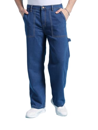 The Indian Garage Co Men Baggy Solid Mid-Rise Stretchable Jeans Blue