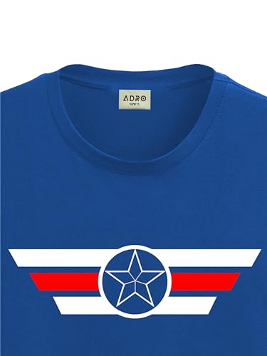 ADRO Men's Solid Regular Fit T-Shirt (RN24-CAP-RB_Royal Blue