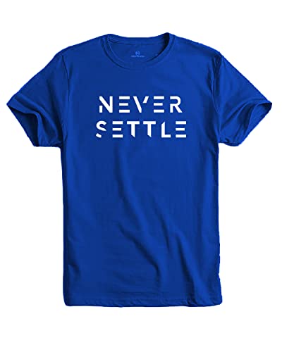 ADRO Mens Never Settle Cotton T-Shirt (RN22-03-SET-RB_Royal Blue_XL)