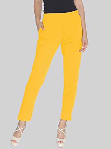 Lyra Cotton Strech Pencil Pant For Women | Mid-Waist | Fashionwear Mustard