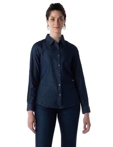 INKD Womens Regular Fit Shirt (INKAW23WSH-027_Deep Neptune