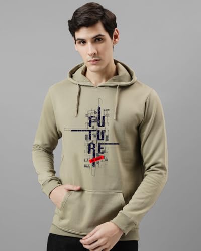 ADRO Men's Printed Hoodie - Cotton, Beige, Size 34, Model H24-FTR-BE