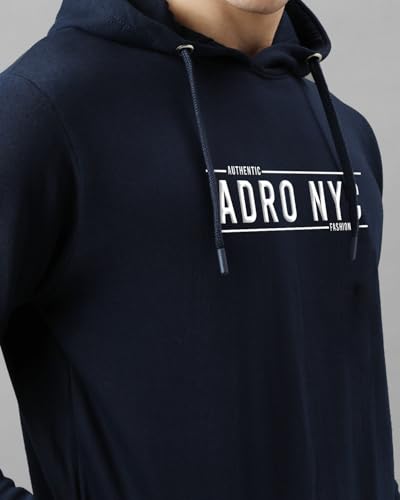 ADRO Men's Printed Hoodie, Size 16.5, Black, Model H24-PLN-BL, Comfortable Everyday Wear