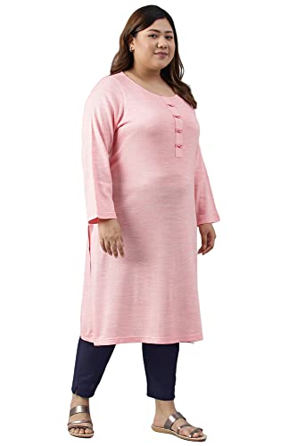 Aurelia Women's Acrylic Straight Fit Mix Solid Yarn Dyed Kurta