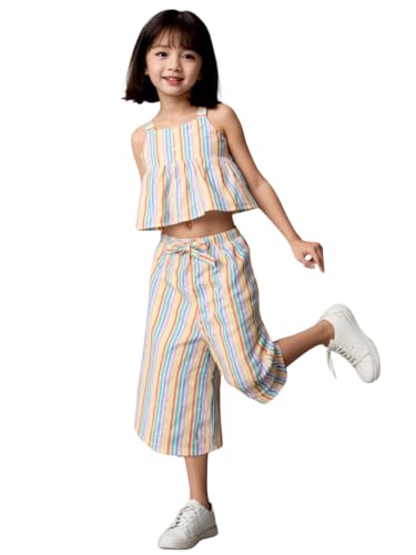 A.T.U.N. (ALL THINGS UBER NICE) Girls Multi Color Monroe Co-ord Set | Sleeveless Top and Capri Set