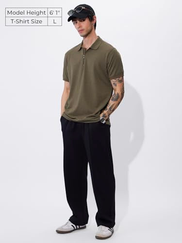 The Souled Store Solids : Dusky Brown Men And Boys Short Sleeves Collared Neck Regular Fit Cotton Blend Polos