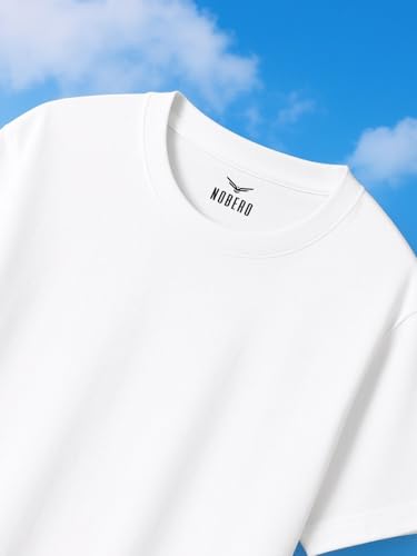 Nobero MenS Oversized Fit T-Shirt (1M-Twrt-C0910-Og_White_1
