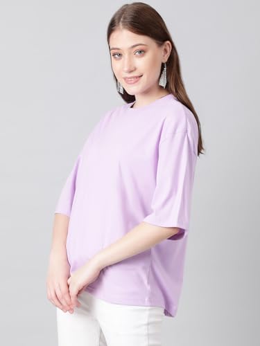 KOTTY Womens Cotton Blend Solid Oversized T-Shirts