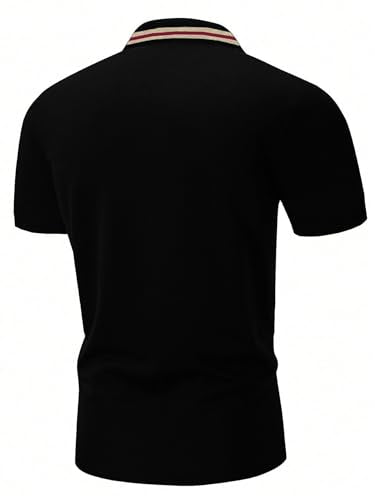 Greciilooks Polo T-Shirt For Men  Cotton Short Sleeve Regular Fit Tee | Perfect For Golf, Travel & Outdoor Casual Look Black