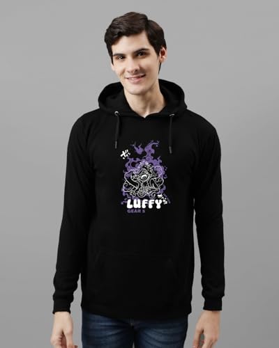 ADRO Men's Hoodie | Printed Cotton Hoodie, Navy Blue, Size 48 | Model H24-LUFFY-NB