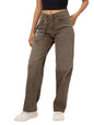 The Souled Store Solids: Faded Brown Straight Fit Wide Leg Cotton Blend Jeans for Women and Girls - Embrace Comfort and Style in