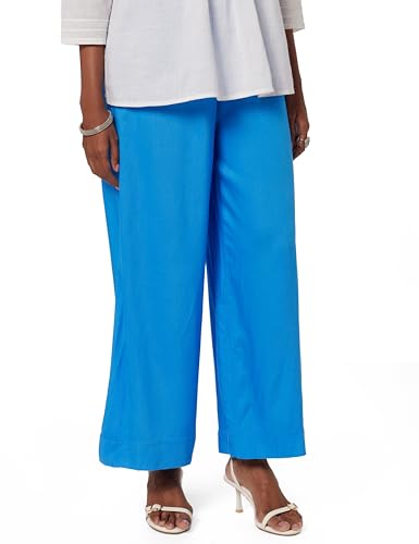 Aurelia WomenS Loose Fit Synthetic Palazzo (18Fek60051-03526_L_Blue_Blue_L)