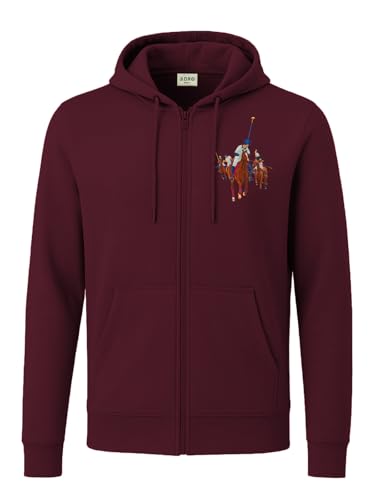 ADRO Mens Regular Fit Maroon Zip-Up Hoodie for Man | 320 GSM Cotton Poly Fleece Zipper Sweatshirt with Soft Fabric & Printed Hoo