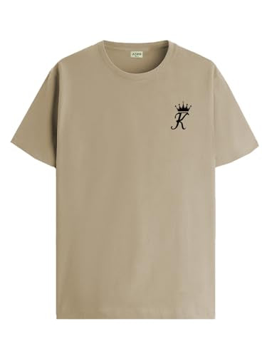 ADRO T-Shirts for MenChest Printed T-Shirt for MenCotton Tshirt for Men|RN24-STICK-KK-BE-XL Beige