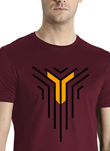 ADRO Men's Graphic Design Printed T-Shirts (RNR-M-LNL-MR_Maroon)