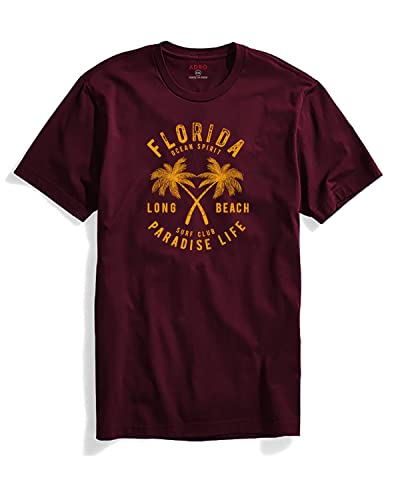 ADRO Florida Paradise Life Mens Printed T-Shirt (XL, Maroon)