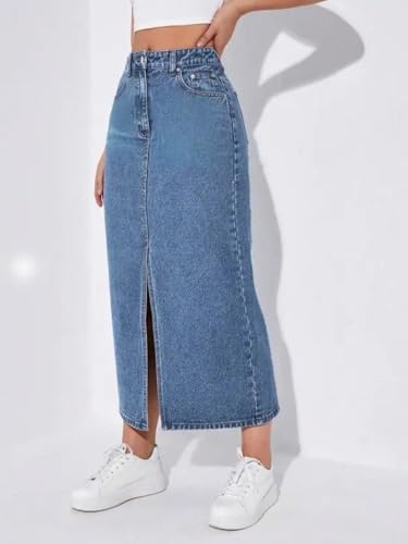 Greciilooks Denim Cotton Long Skirt For Women