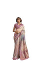 Pujia Mills WomenS Leaf Zari Woven Design With Ombre Print Silk Saree With Unstitched Blouse