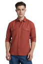 Dennis Lingo Men Linen Blend Regular Fit Solid Shirts Rust