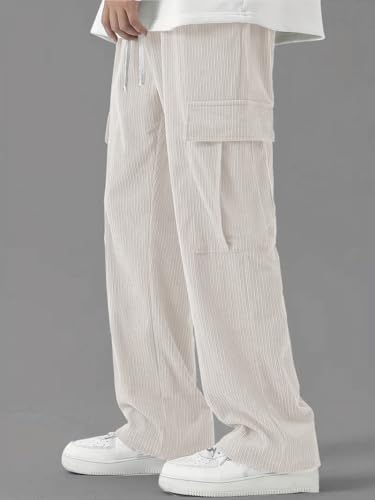 Greciilooks Cargo Joggers For Men  Cotton Loose Fit Utility Pants With 6 Pockets | Durable Outdoor & Hiking Trousers Cream