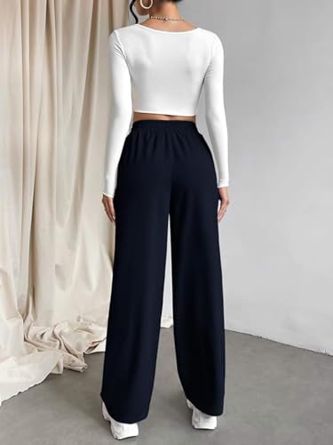 Leriya Fashion High Waist Trousers For Women  Flared Korean Style Formal Pants | Elegant Workwear For Office, College & Events (