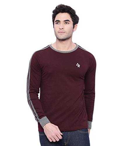ADRO Men's Full Sleeve Color Block Cotton T-Shirts (FR3-A-MAR-MR_Maroon_XL)
