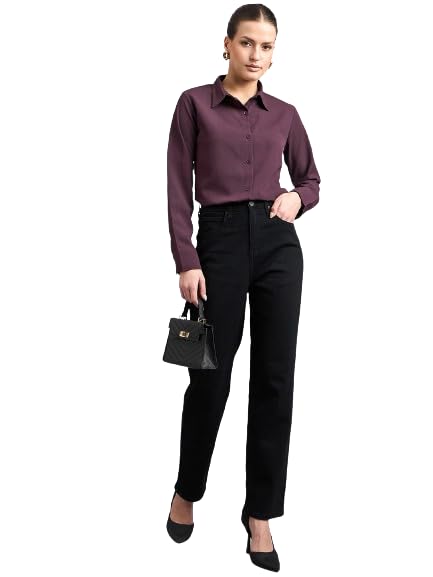 Style Quotient Women Maroon Solid Textured Shirt