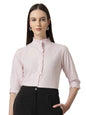 Style Quotient Women Pink Shirt with 3/4th Sleeves & Front Frill