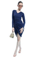 Ketch Women'S Polyester Blend Bodycon Knee Length Dress (Khj6000454_Navy Blue