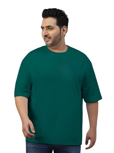 Veirdo Mens 100% Cotton Oversized Fit Drop Shoulder Solid Core Plus Size T-Shirt