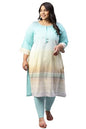 Aurelia Women Cotton Straight Fit Salt Geometric Yarn Dyed Straight Kurta
