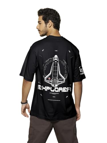 Bewakoof Official Nasa Merchandise MenS Graphic Print Oversized Fit Half Sleeve Round Neck Cotton T-Shirt