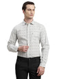 Turtle Men Cotton Tencel Slim Fit Grey Printed Full Sleeve Casual Shirt