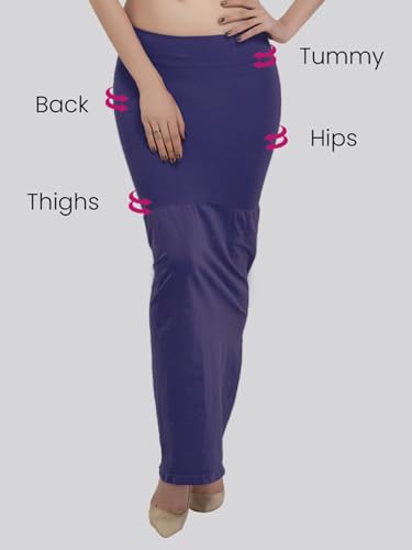 Clovia Womens Petticoat Style Saree Shapewear with Side Slit (SW0023P08_Blue)