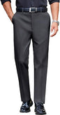 CB-COLEBROOK Mens Classic Formal Premium Dress Pants Expandable Waist Suit Pant Slim Fit Flat Front Slacks Ankle Fit Trousers fo