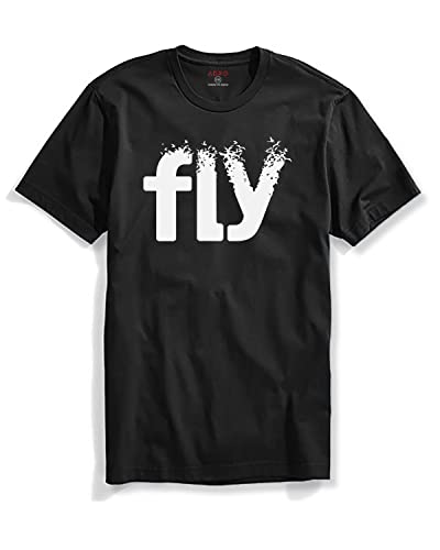 ADRO Fly Mens Cotton Printed T-Shirts (R21-M-FLY-BL_Black_XL)