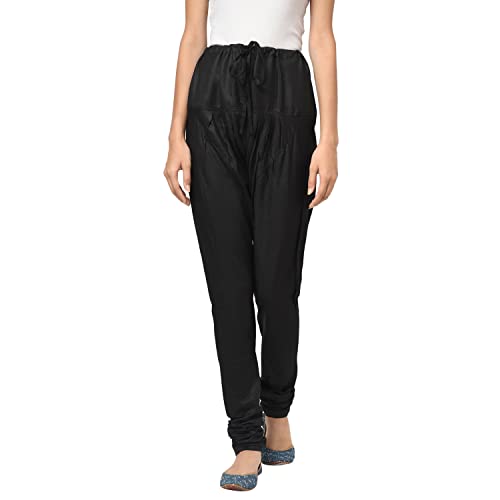 Fabindia Women Tussar Elasticated Churidar Viscose_M Black