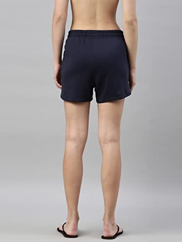 Enamor Essentials Womens Relaxed Fit Mid Rise 100% Cotton Mid-Thigh Length Shorts With Adjustable Waistband & Pockets - E078(E0