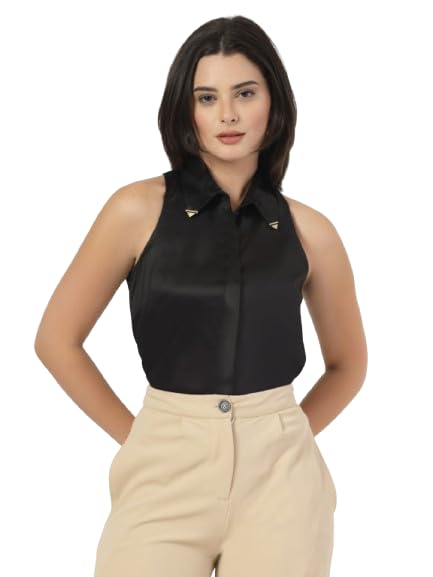 Style Quotient Women Black Satin Incut Shirt
