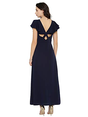 Rare Women'S Synthetic A-Line Maxi Dress (Ep2827A- Blue_Xl)