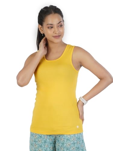 Rupa Colors Playsure Solid 100% Combed Cotton Rib Fabric, Womens Tank Top, Sleeveless Pack of 1
