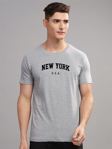 ADRO Men's Solid Regular Fit T-Shirt (RN24-NEW-GR_Grey