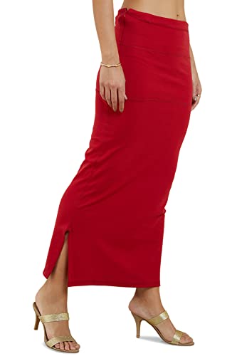 Soch Women Red Cotton Blend Solid Petticoat