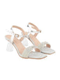 Shoetopia Embellished Rhinstone Silver Heeled Sandals For Women & Girls /Eu41