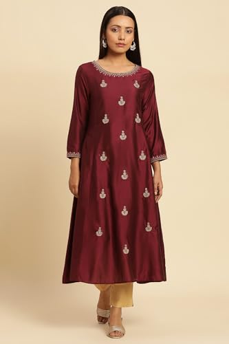 W for Woman Women's Viscose Solid Regular Kurta (23AUSTW11126-701885)