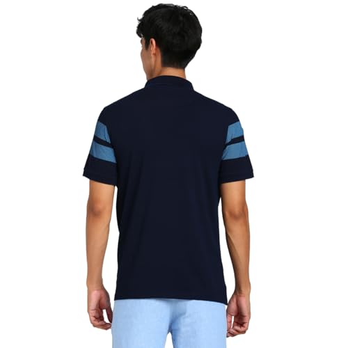 Turtle Men 100% Cotton Indigo Slim Fit Navy Blue Polo T-Shirt