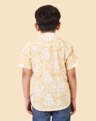 Fabindia BoyS Printed Regular Fit Shirt (1036738Yellow_Yellow