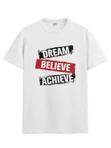 ADRO Men's Solid Regular Fit T-Shirt (RN24-DBA-WH_White