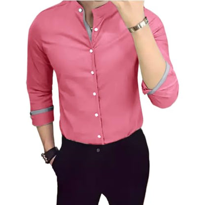 Tee Projekt Mens Shirt Solid Cotton Long Sleeve Button Down Beach l Office l Home (Pack of 1)